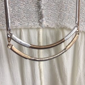 Layered Two-Tone Brushed Metal Necklace